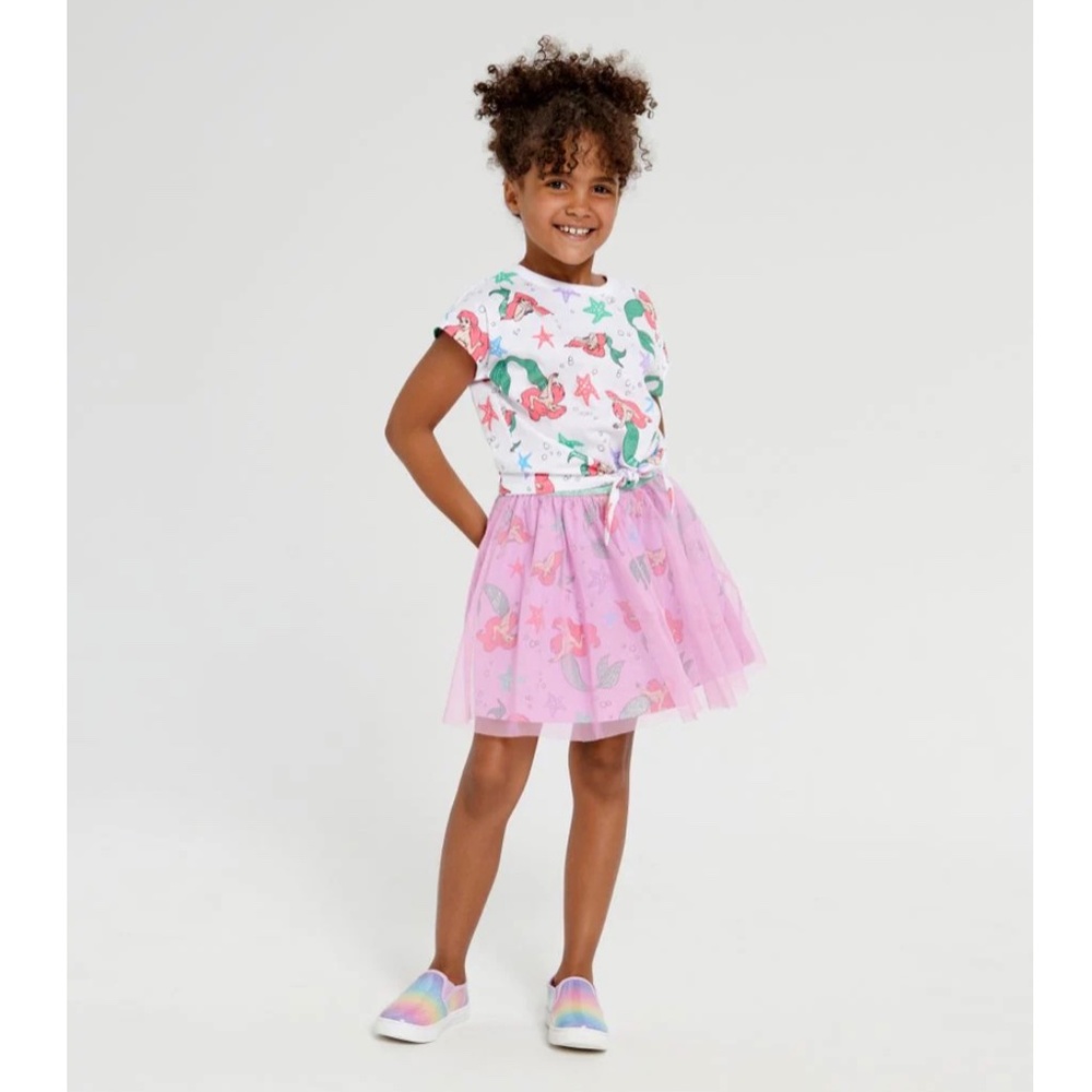 Disney The Little Mermaid Tulle Glitter Pink Skirt Ballet Cotton Hibiscus NWT